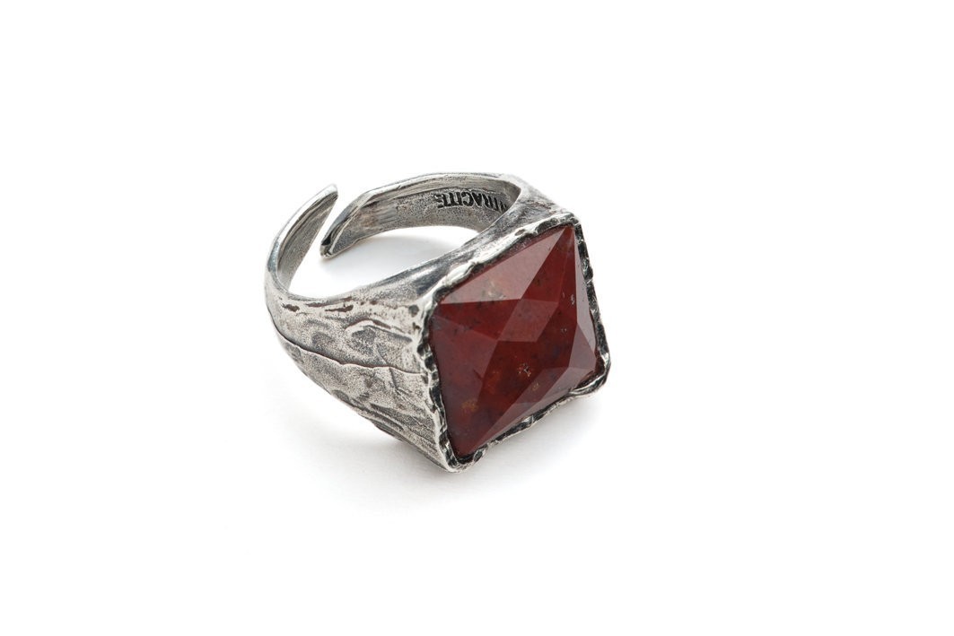 RED KING - Ring for men, 925 silver sterling and natural stone red jasper
