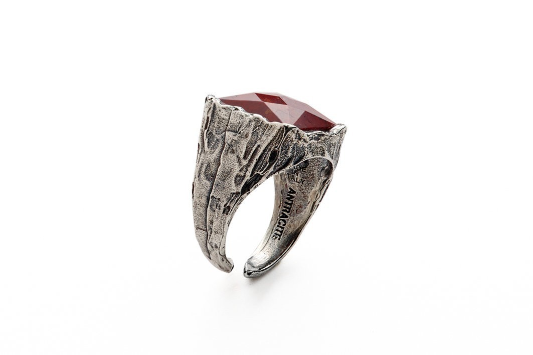 RED KING - Ring for men, 925 silver sterling and natural stone red jasper