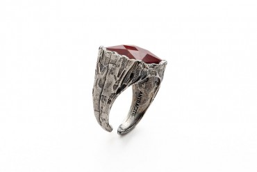 RED KING - Ring for men, 925 silver sterling and natural stone red jasper