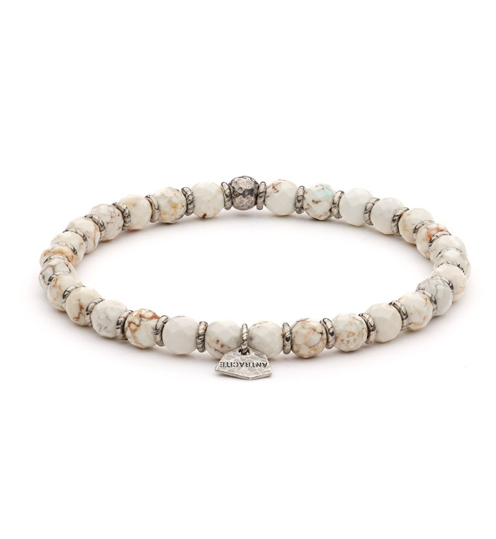 Silver sterling bracelet and natural stone 6mm