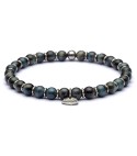 Bracciale uomo monocolore occhio di tigre blu e e argento invecchiato