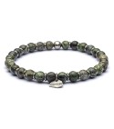 Silver sterling bracelet serpentina and natural stone 6mm