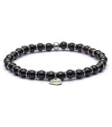 Silver sterling bracelet black agate and natural stone 6mm