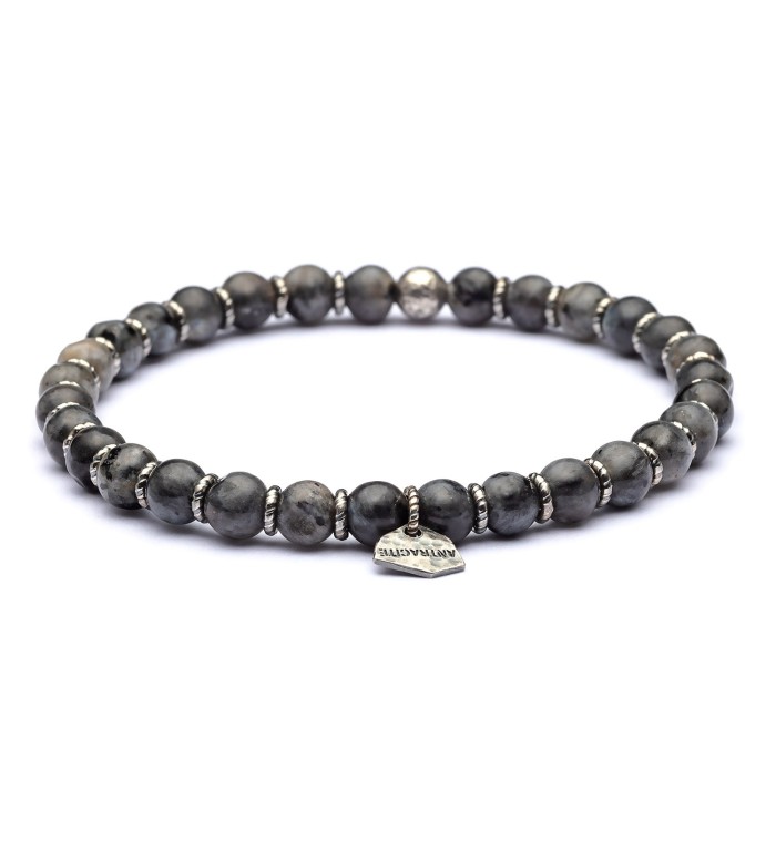 Silver sterling bracelet and natural stone 6mm