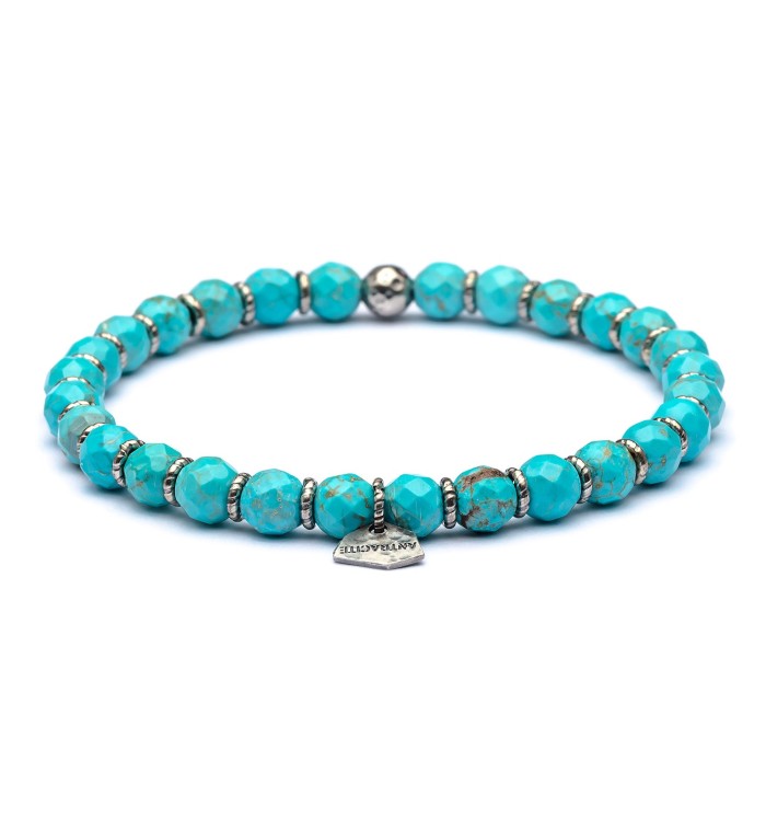 Silver sterling bracelet and natural stone 6mm