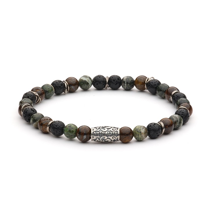 Silver sterling bracelet man and natural stone 100% made in italy