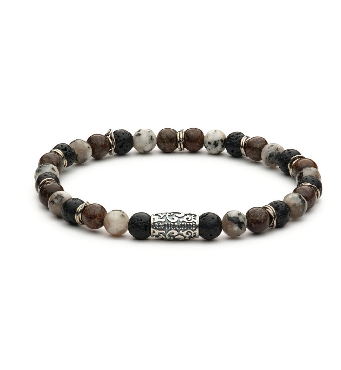 Silver sterling bracelet man and natural stone 100% made in italy