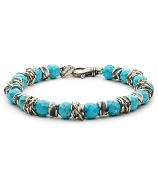 man bracelet natural stone silver