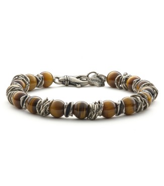 bracelet silver and eye tiger brown
