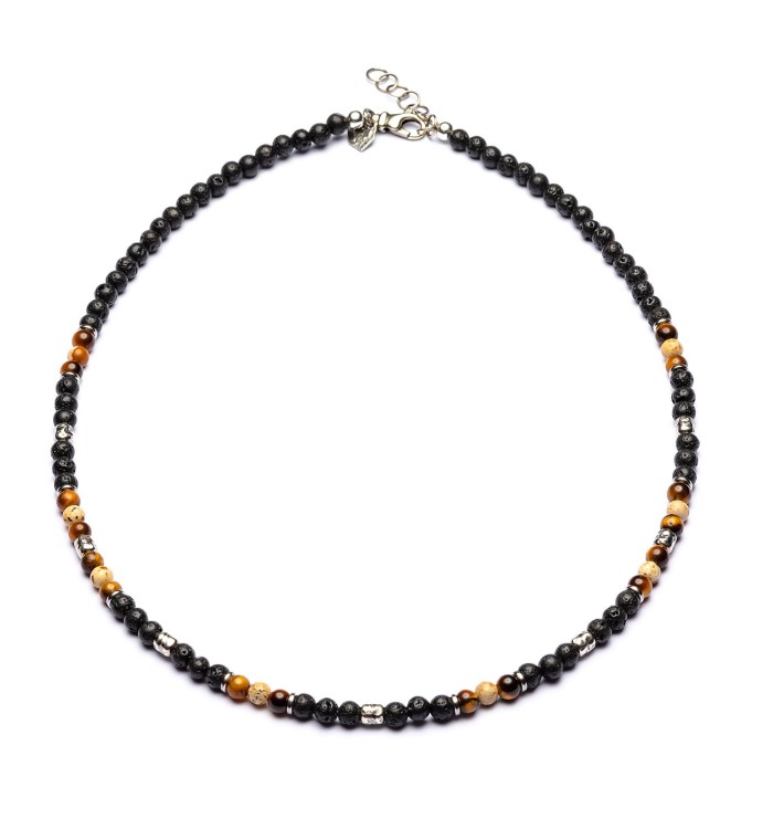 necklace with natural stones and silver sterling 925