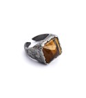 KING BROWN - Ring for men, 925 silver sterling and natural stone Brown Eye Tiger