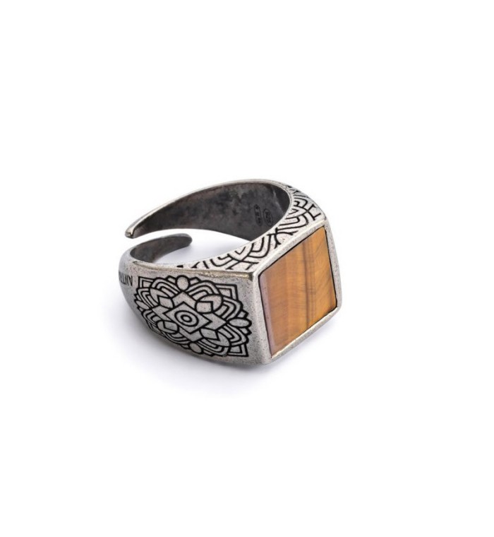 Men's ring MANDALA BROWN - Made in Italy