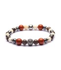 Bracciale artigianale da uomo con diaspro marrone e rosso, ematite, howlite bianca