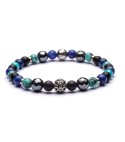 NEW YORK by Antracite - Bracciale da uomo in labradorite azzurra, ematite, labradorite blu e agata nera satinata
