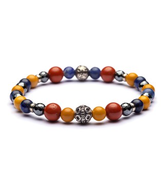 Bracciale da uomo in diaspro rosso, mokaite gialla, ematite, sodalite - GUINEA by Antracite