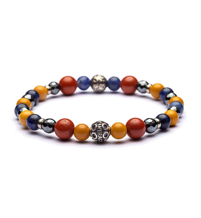 Bracciale da uomo in diaspro rosso, mokaite gialla, ematite, sodalite - GUINEA by Antracite