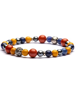 Bracciale da uomo in diaspro rosso, mokaite gialla, ematite, sodalite - GUINEA by Antracite 2
