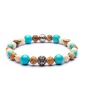 Braccialetto artigianale con howlite turchese, paesina, madreperla e sfera in argento