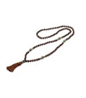 MUDRA - Mala tibetano in bronzite, pirite e turchese africano.