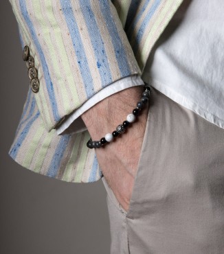 Bracciale uomo pietre e argento 2