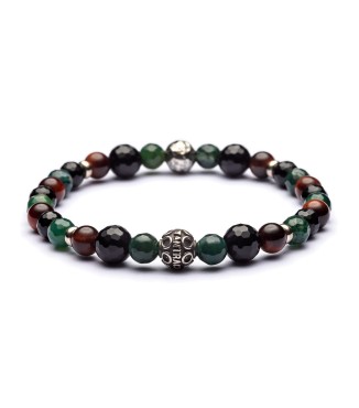 Bracciale uomo pietre naturali e argento invecchiato