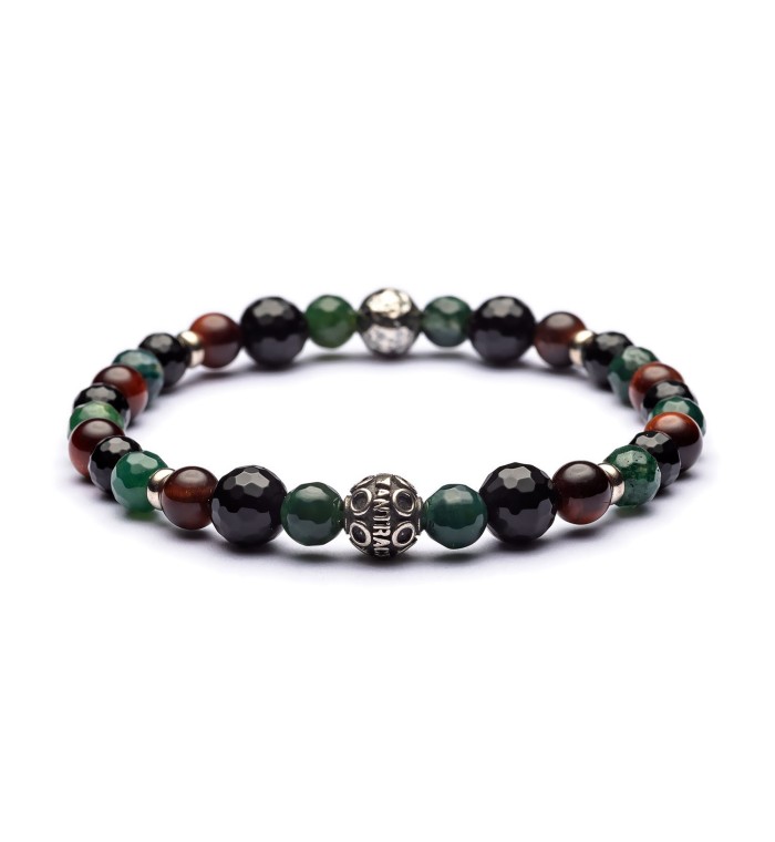 Bracciale uomo pietre naturali e argento invecchiato