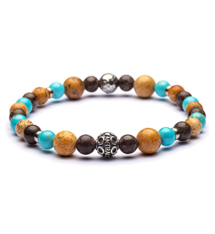 Bracciale per uomo argento e pietre naturali