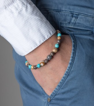 Bracciale per uomo argento e pietre naturali 2
