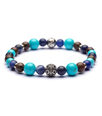 Bracciale per uomo argento e pietre naturali 6mm