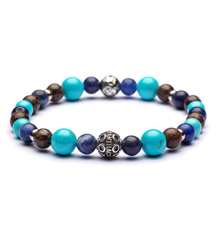 Bracciale per uomo argento e pietre naturali 6mm