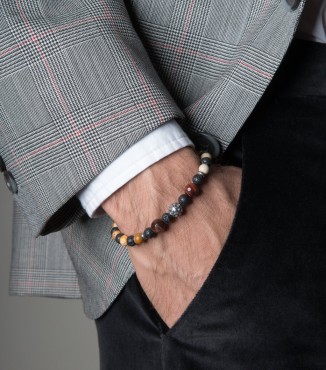 Bracciale per uomo argento e pietre naturali 2