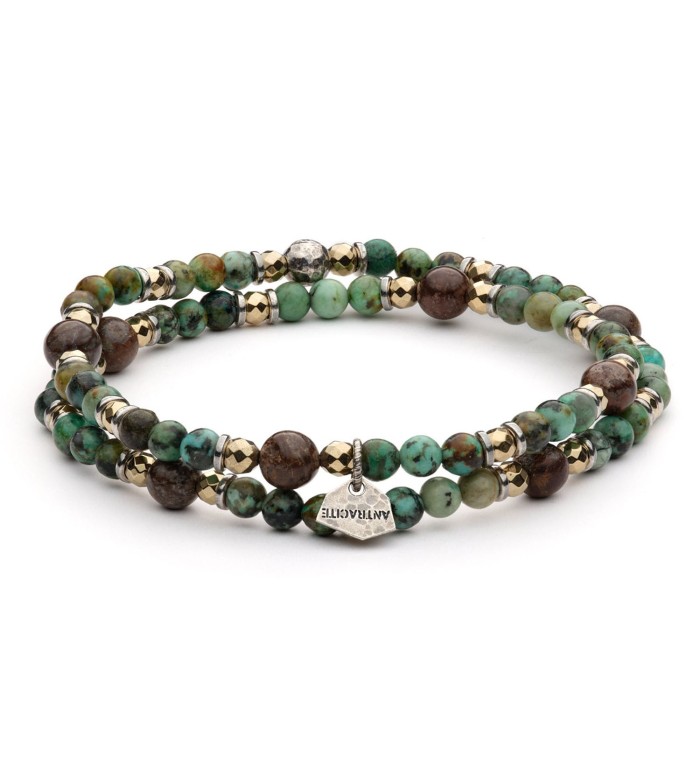 LUDWIG - Bracciale da uomo in turchese africano, pirite e bronzite
