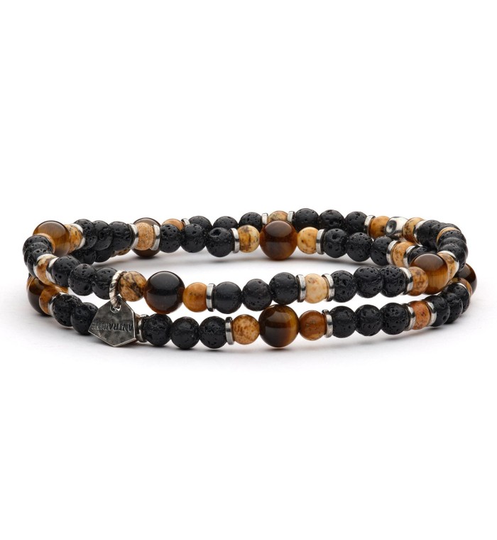 Bracciale uomo pietre dure 4mm e argento invecchiato