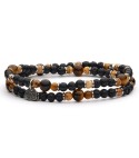 Bracciale uomo pietre dure 4mm e argento invecchiato