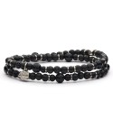 Bracciale uomo pietre dure 4mm e argento invecchiato