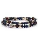 Bracciale uomo pietre dure 4mm e argento invecchiato