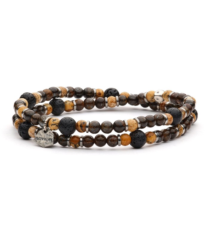 Bracciale con pietre dure 4mm e argento invecchiato