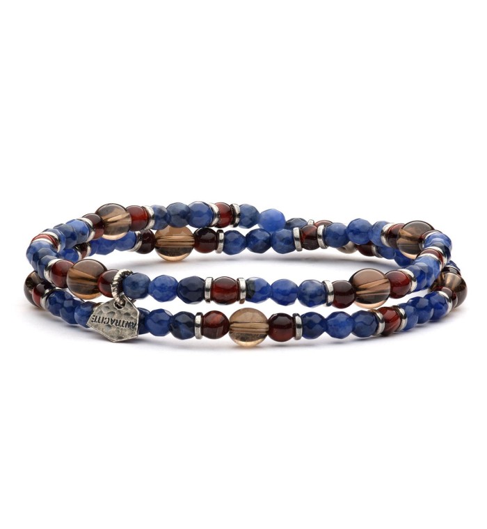 Bracciale con pietre dure 4mm e argento invecchiato