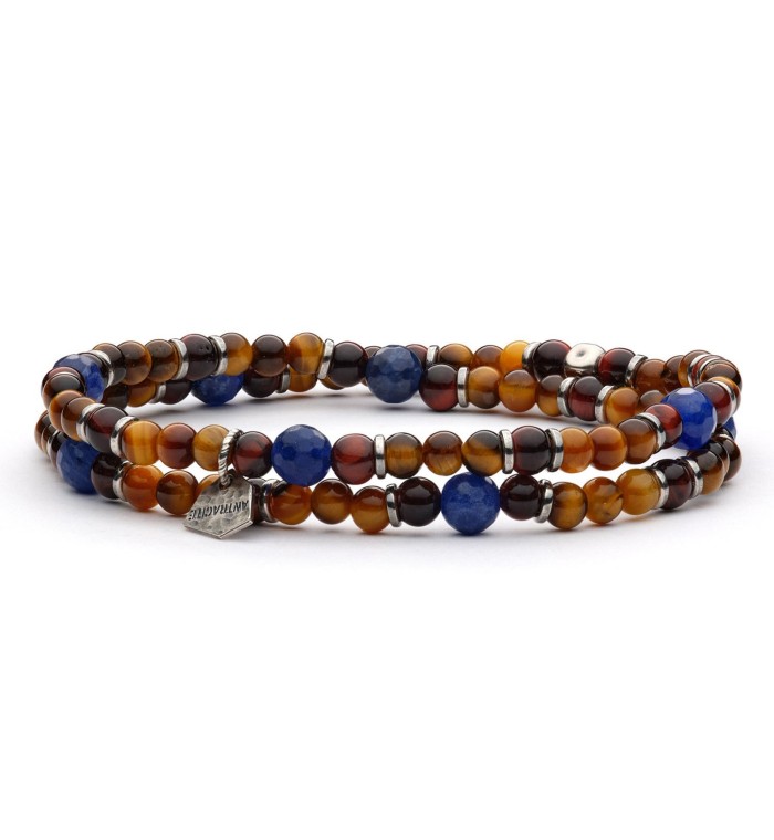 Bracciale con pietre dure 4mm e argento invecchiato