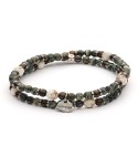 ALBERT - Bracciale da uomo in serpentina, bronzite e aulite bianca