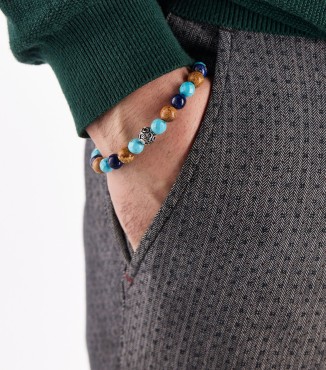 Bracciale uomo pietre e argento 2