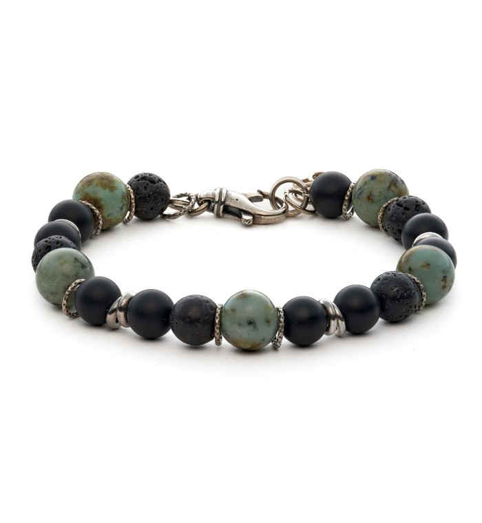 bracciale uomo argento e pietre naturali