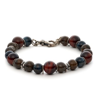 bracciale uomo moschettone argento pietre