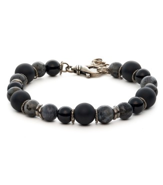 bracciale uomo moschettone argento pietre dure naturali