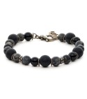 bracciale uomo moschettone argento pietre dure naturali