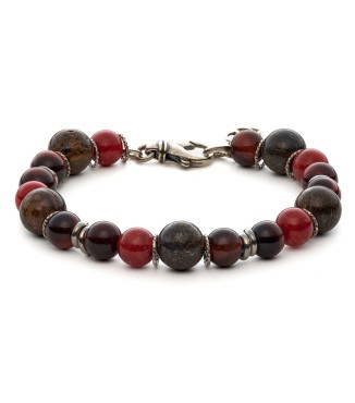 bracciale uomo moschettone argento pietre dure naturali