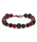 bracciale uomo moschettone argento pietre dure naturali