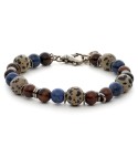 bracciale uomo moschettone argento pietre dure naturali