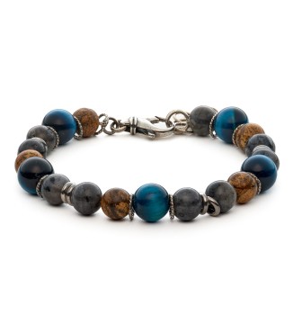 bracciale uomo moschettone argento pietre dure naturali