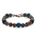 bracciale uomo moschettone argento pietre dure naturali